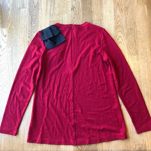 Halogen Red Black Bow Top Long Sleeve XS - Picture 6 of 9